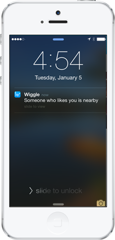 Dating App Wiggle nearby screen